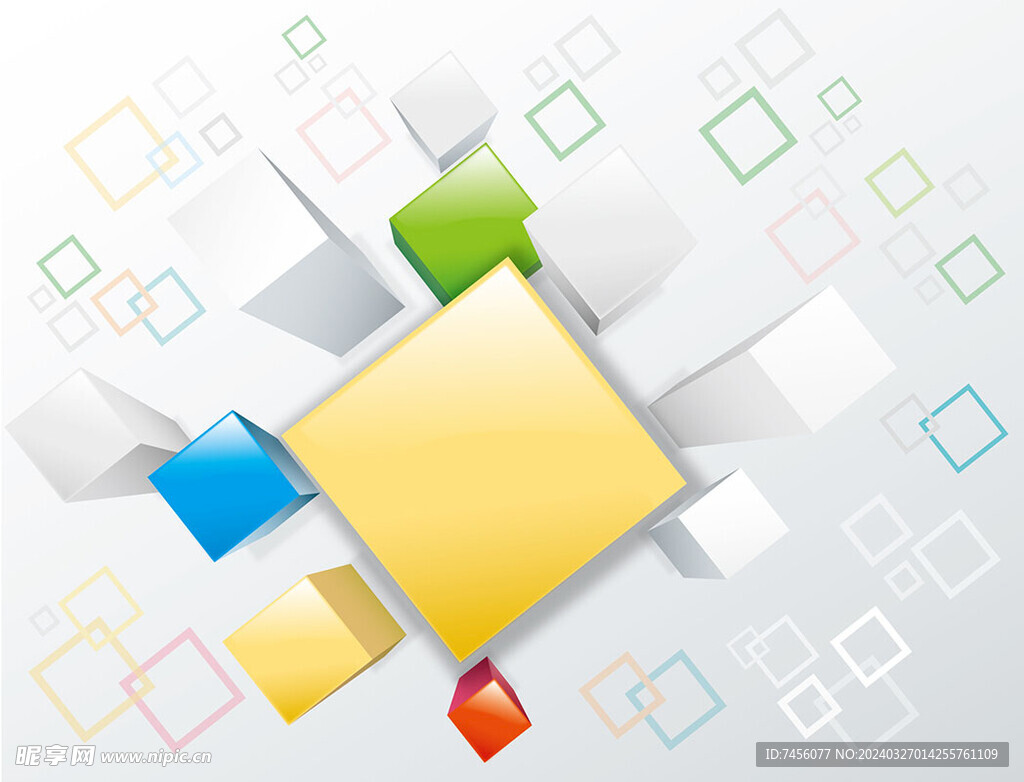 矢量方块唯美水彩背景素材