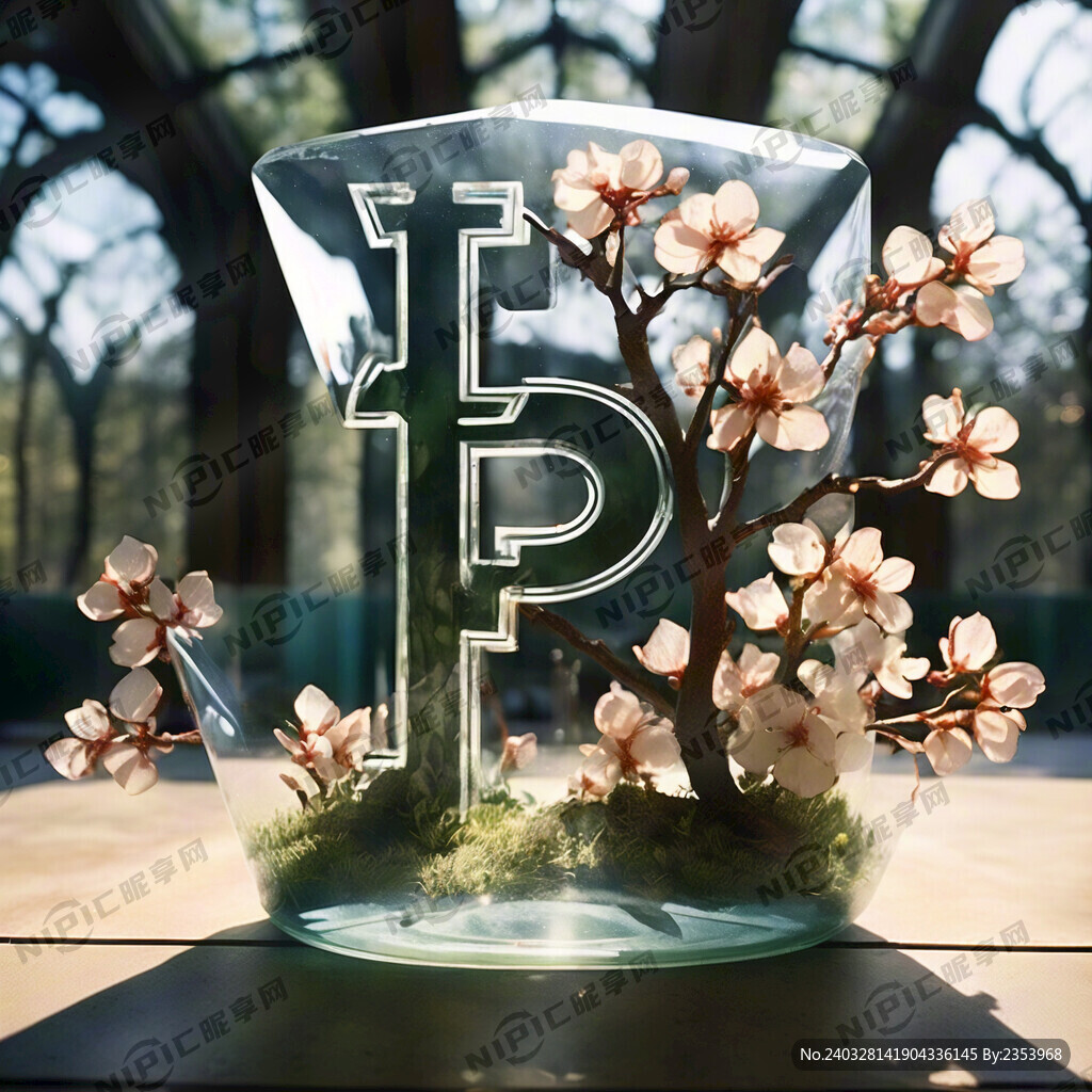 立体字 透明玻璃 春天气息