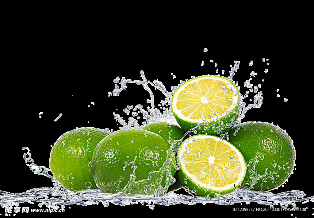 柠檬水溅海报免扣图PNG透明图