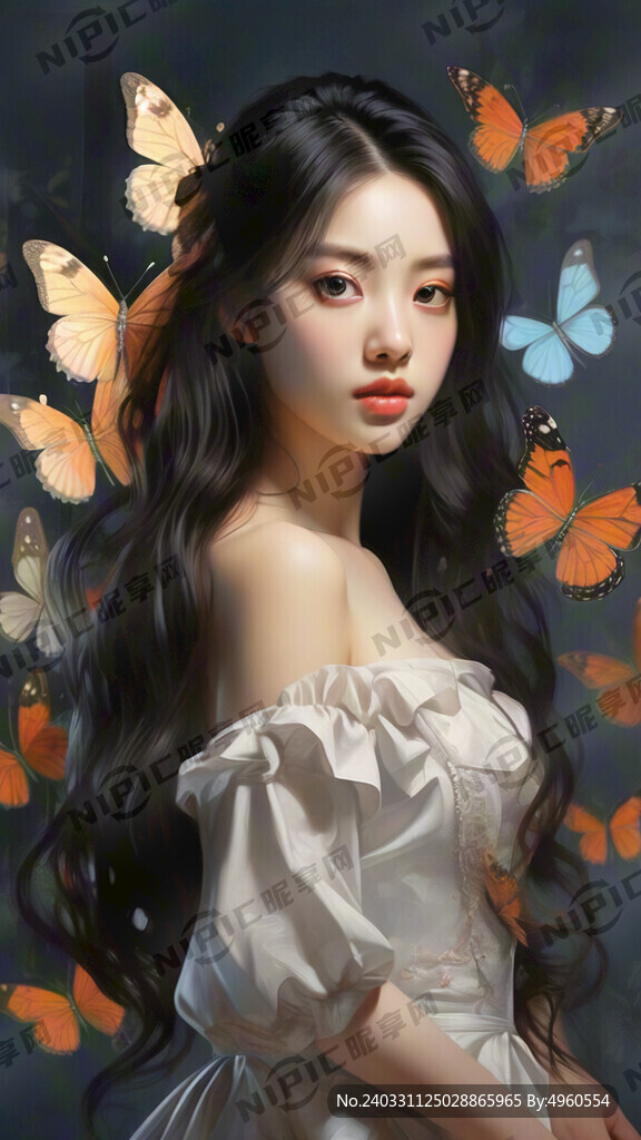 看镜头 美少女 半身像 侧面