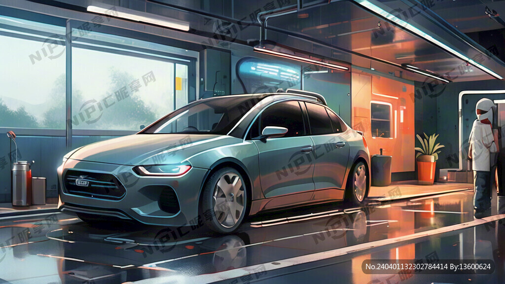 洗车房 洗车 插画 海报 擦车