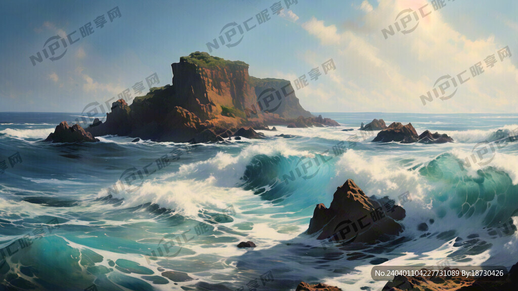 大海 礁石 海浪 岛屿 小岛