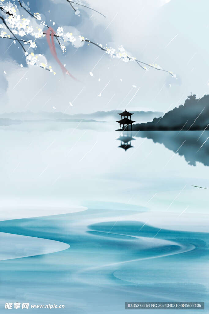 水墨风清明节海报背景