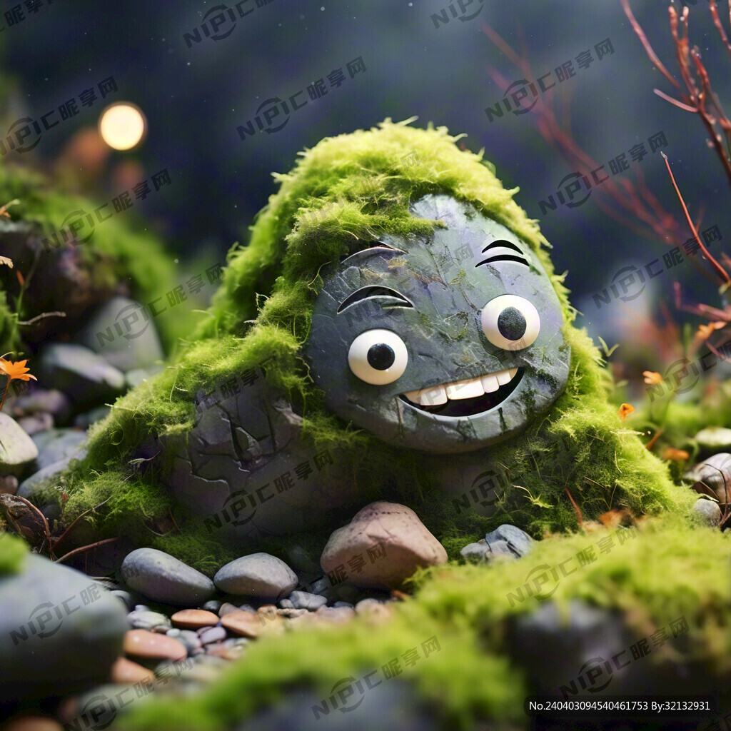 苔藓覆盖石头卡通图案