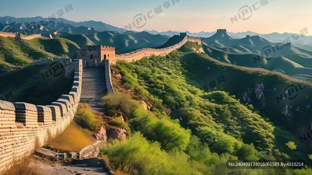 西阳下的万里长城