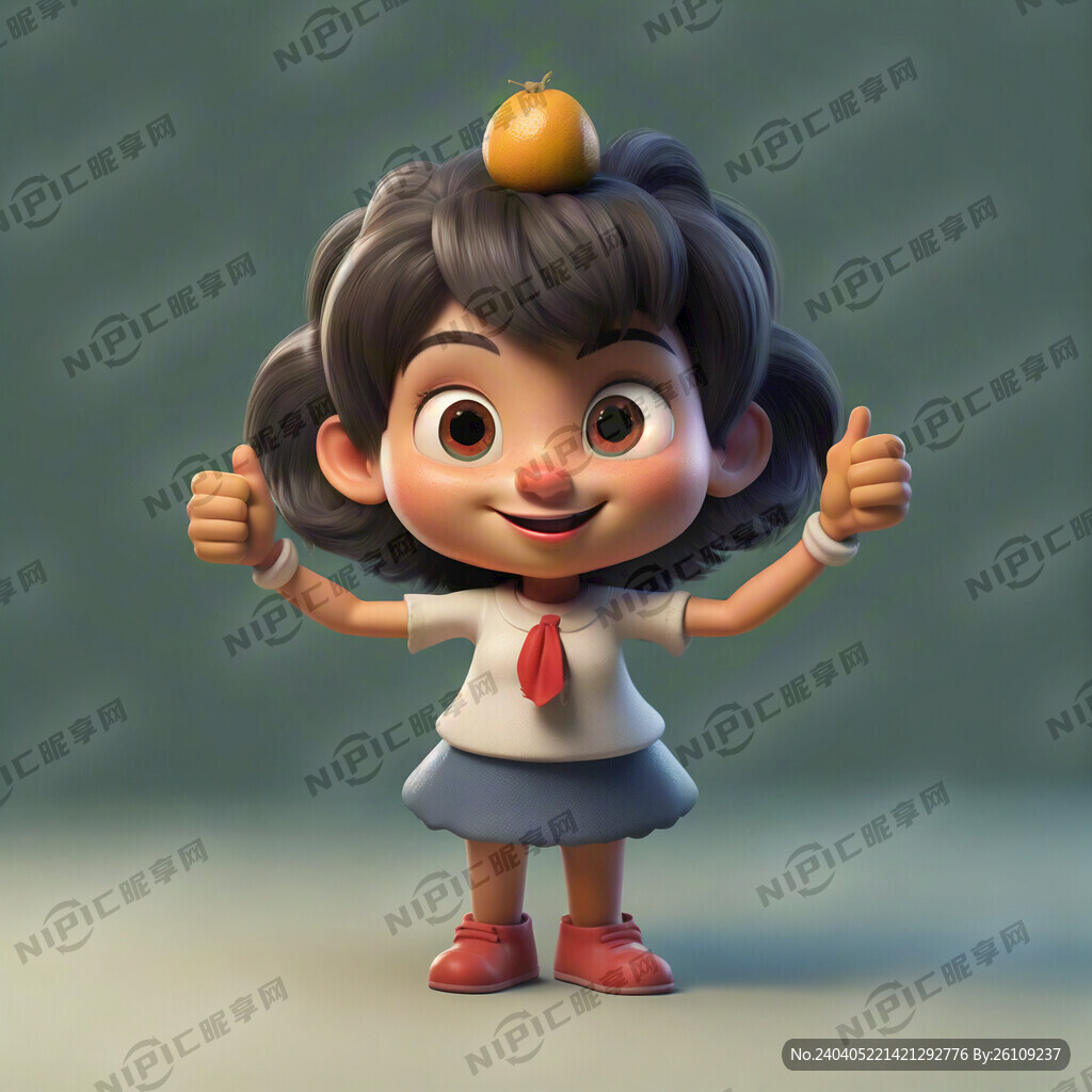 卡通女孩     身后有柚子 