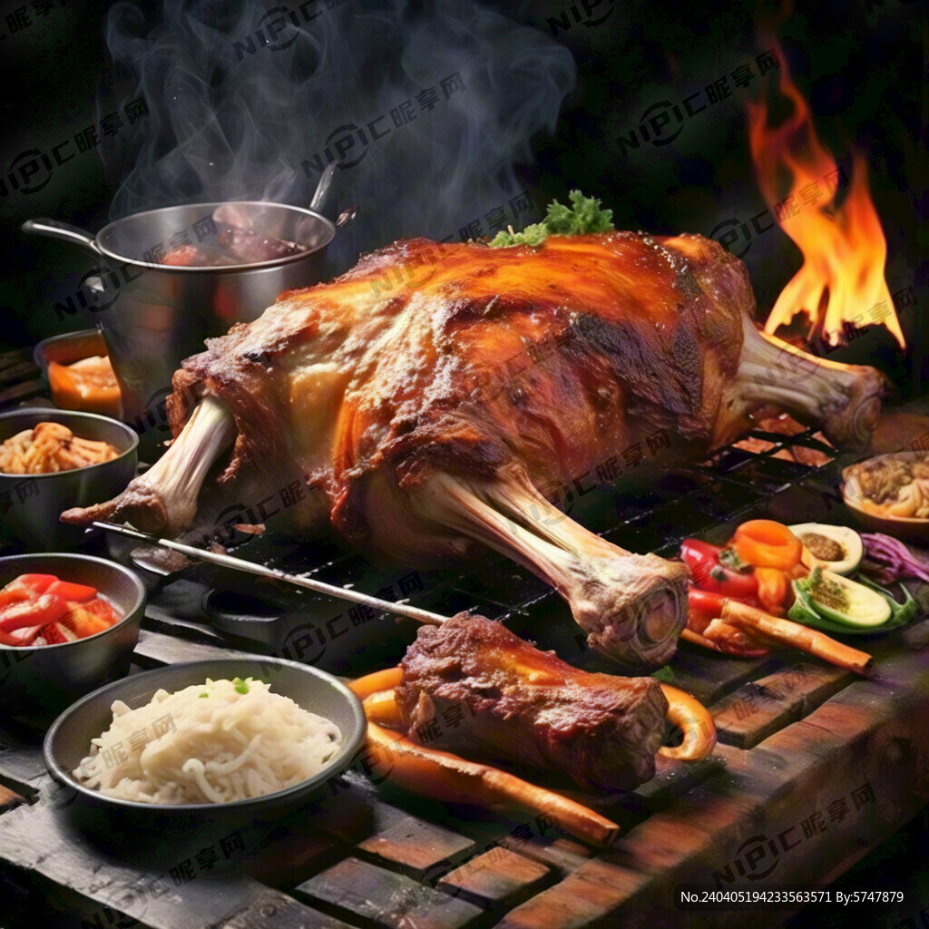 烧烤 烤羊腿 美食