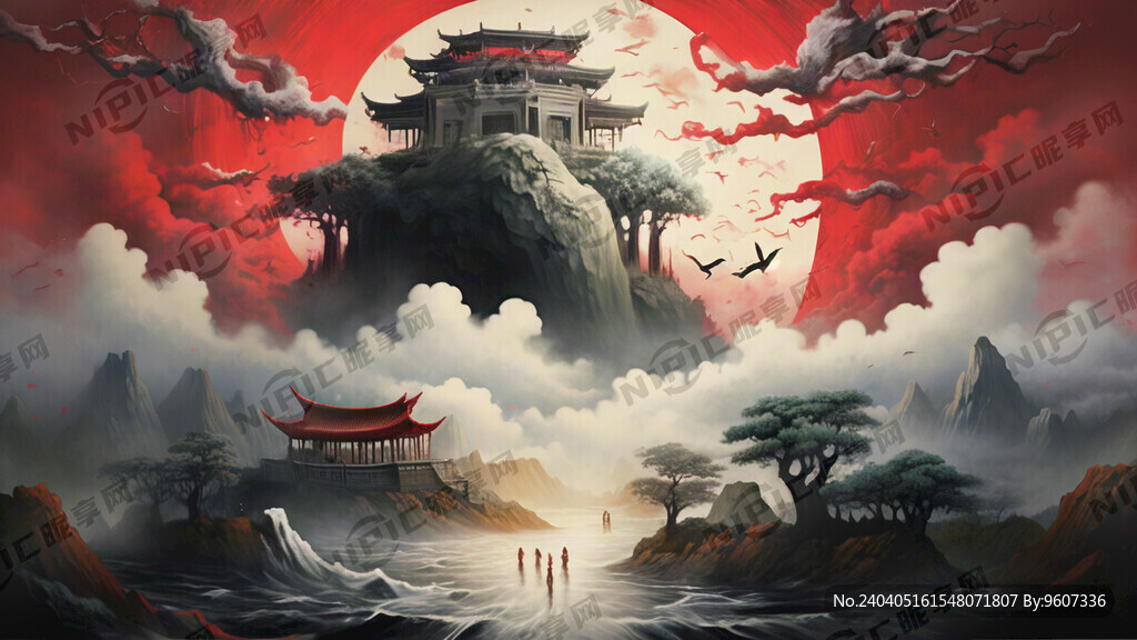 红色大气的国学文化背景