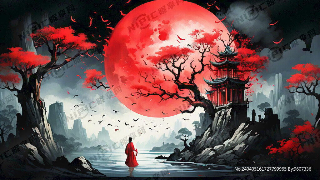 简洁大方的红色国学背景