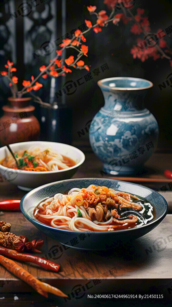 螺蛳粉 古色古香 木桌面 简洁