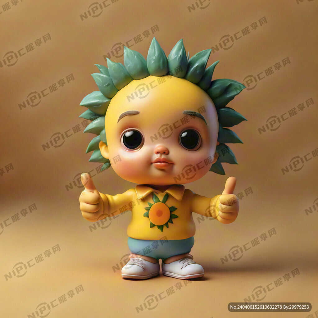 卡通小孩身体 黄色向日葵娃娃头