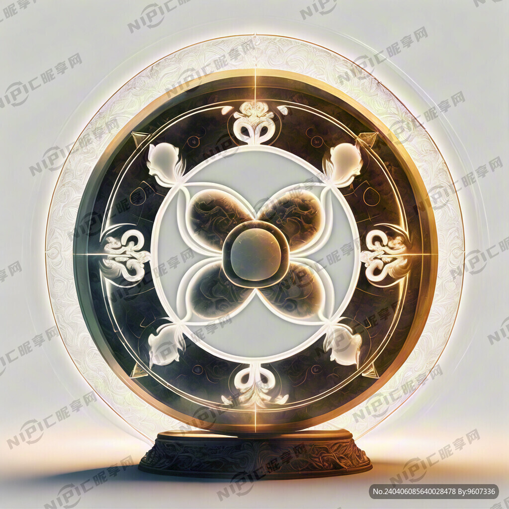 白色背景 发金光的太极八挂图