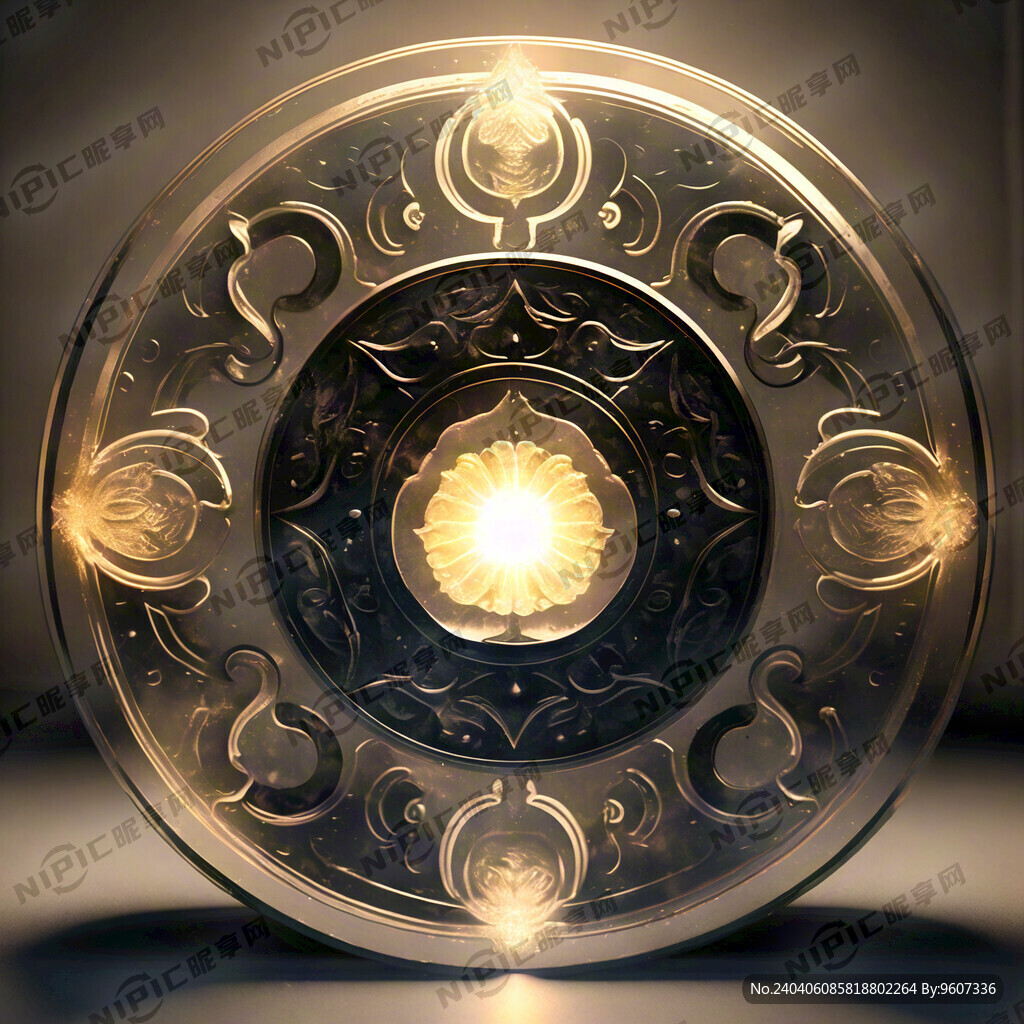 3D发金光的太极八挂图