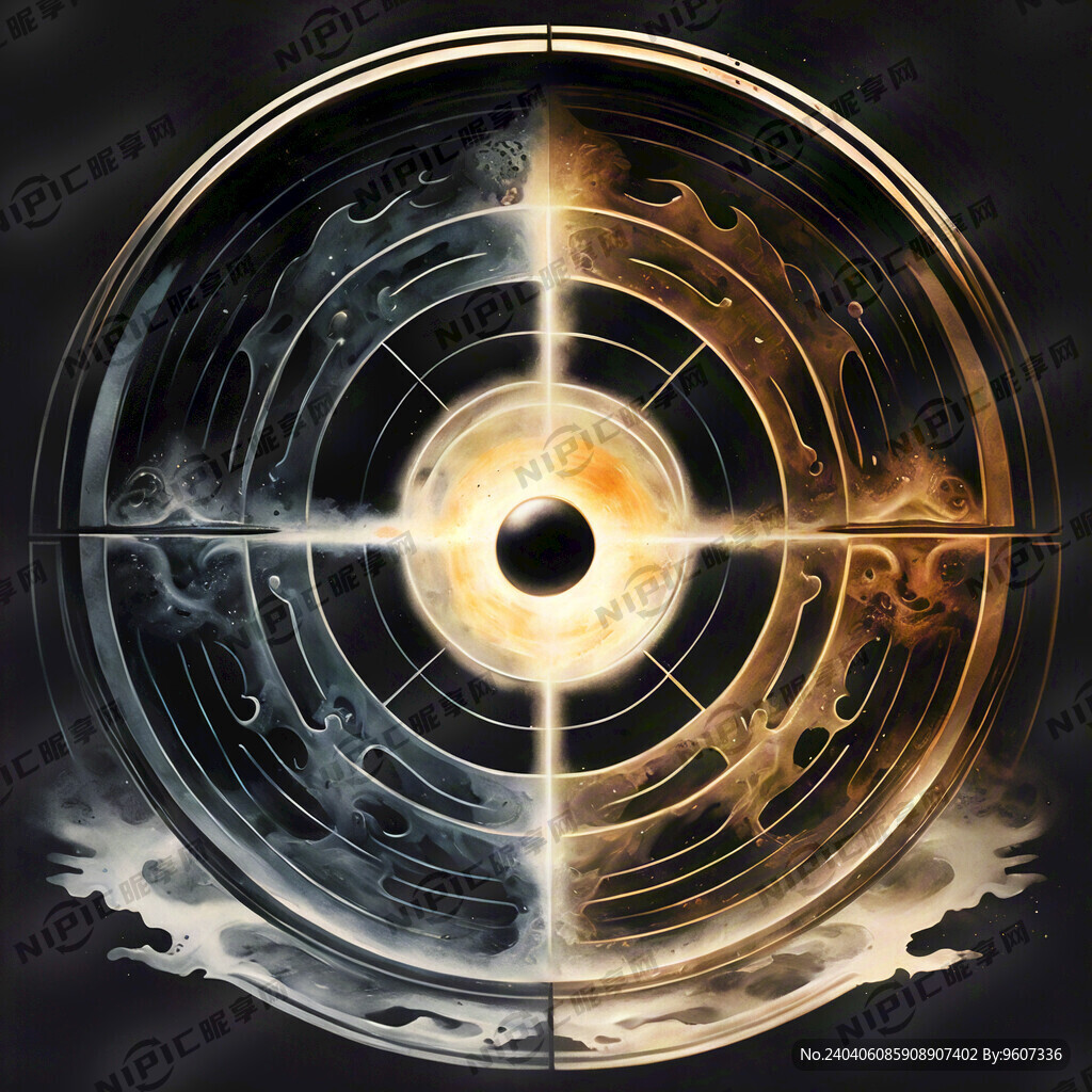 3D发金光的太极八卦图