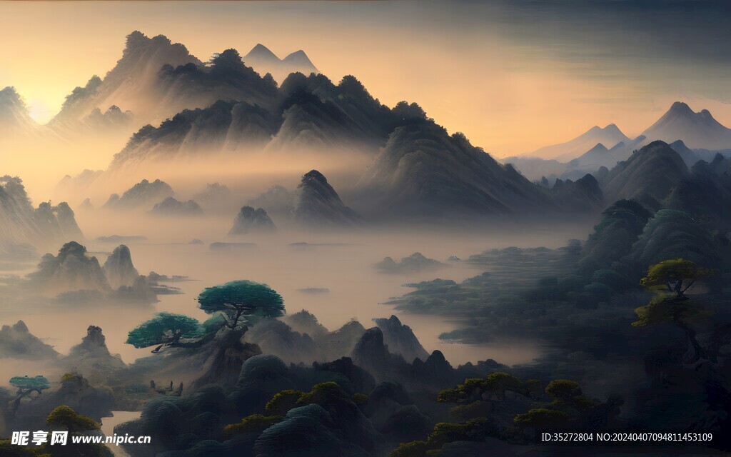 中国风山水背景