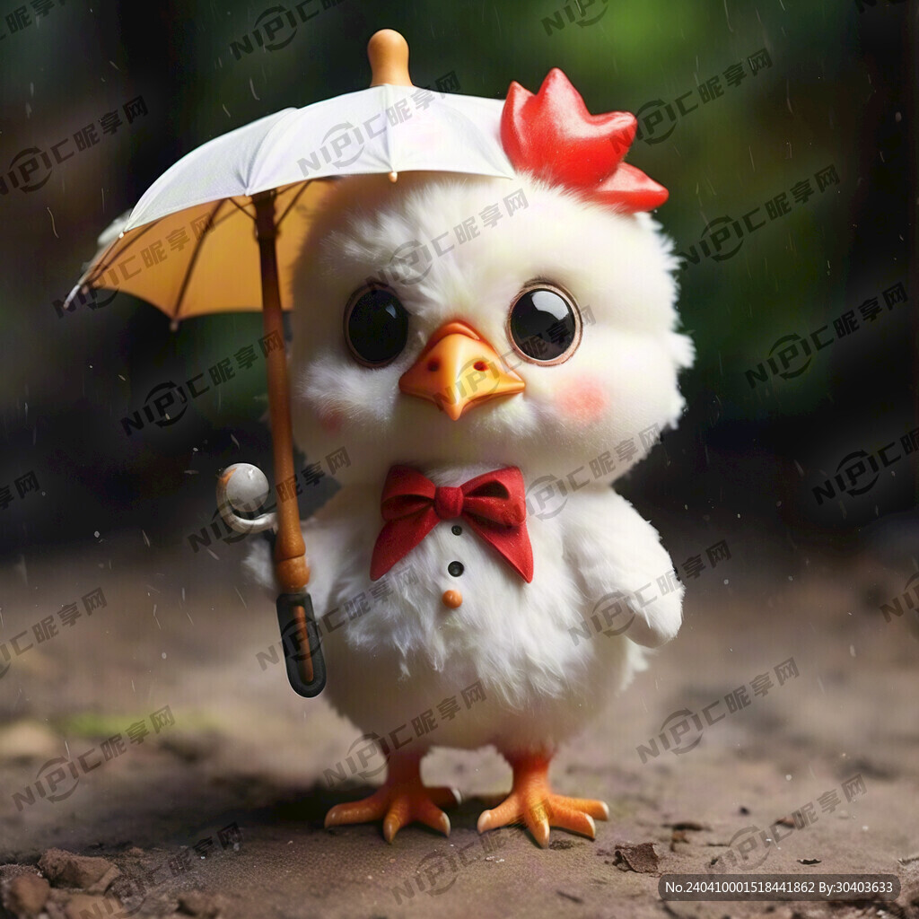 白色的鸡公仔 手持一把伞