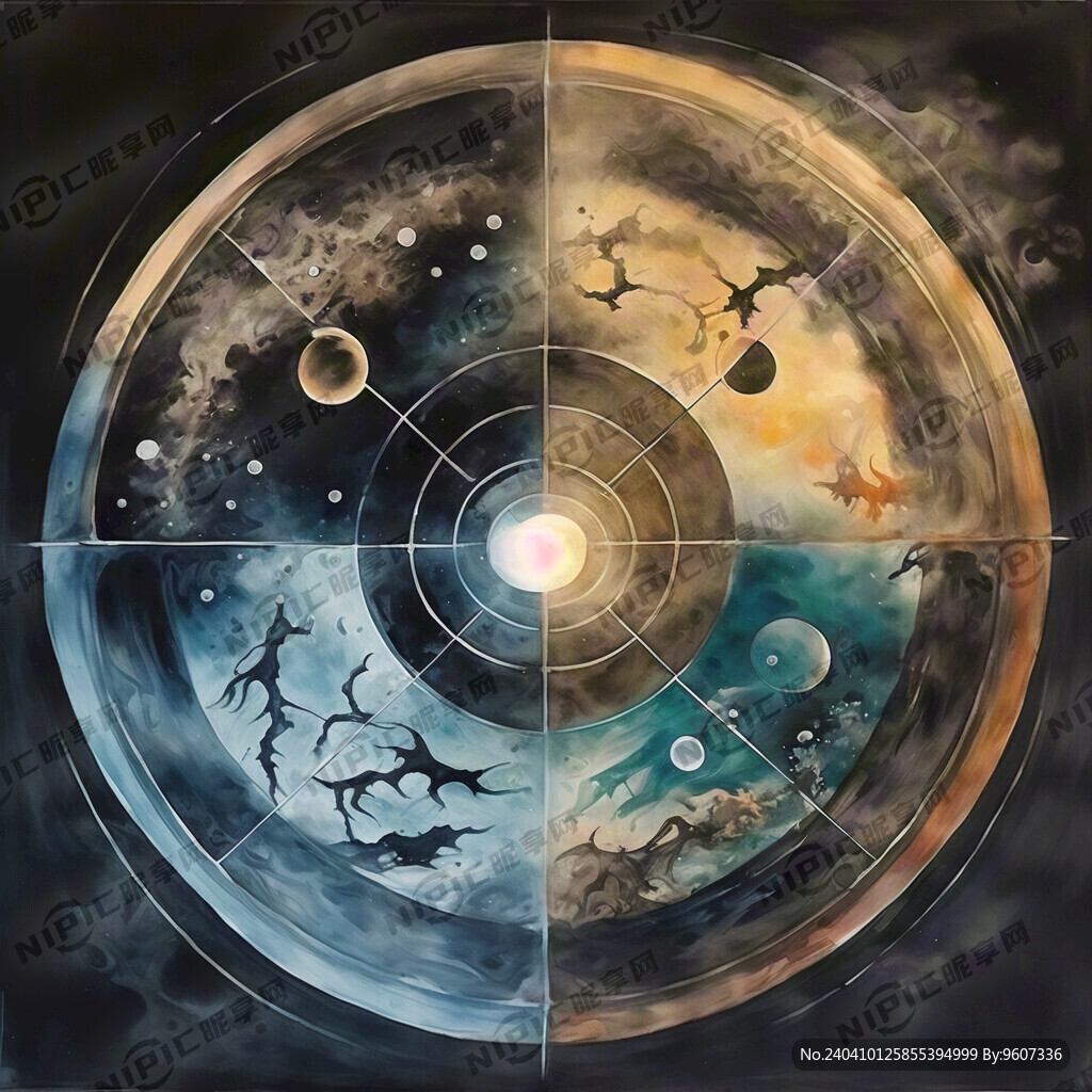 发光的太极八卦图