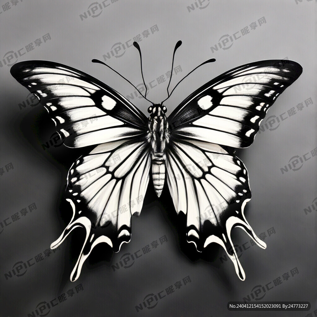 简笔 凤尾蝶 抽象 灰色线条