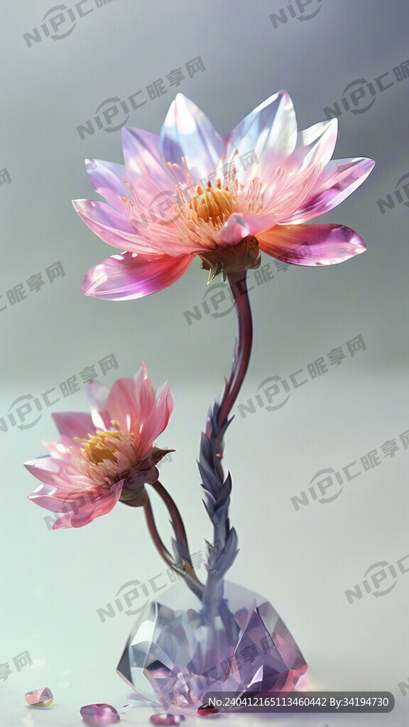 水晶花 透明底 春日 粉色
