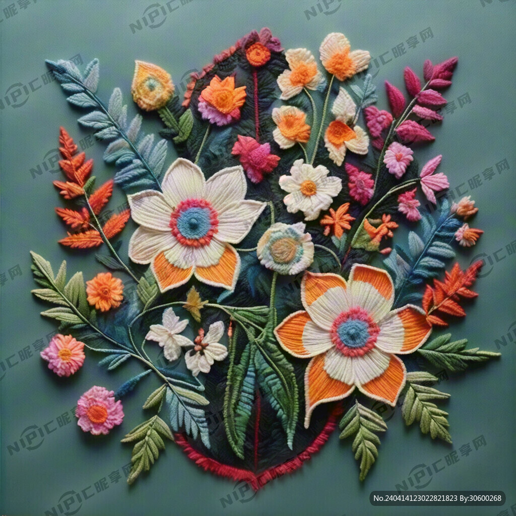 花 叶子 绣花