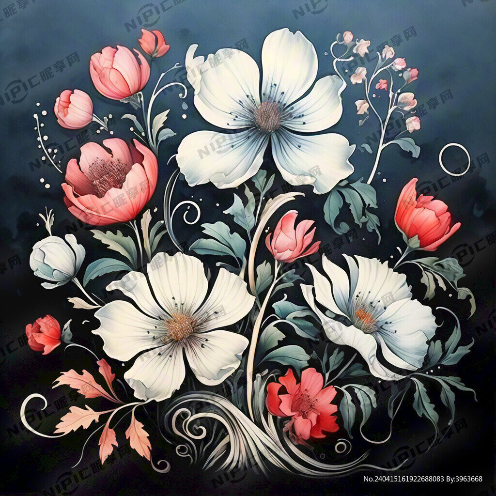 一个装饰背景图案 内容为花组成