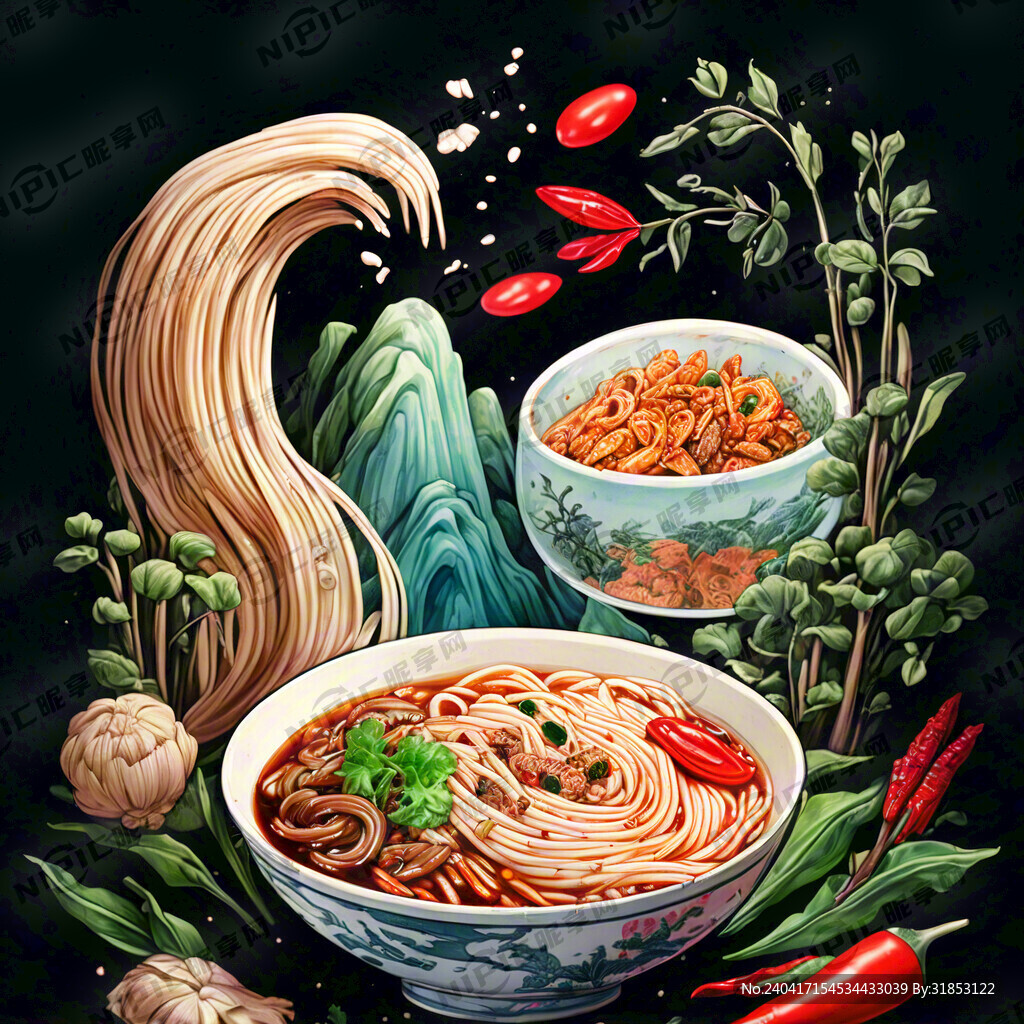 螺蛳粉 手绘 国潮