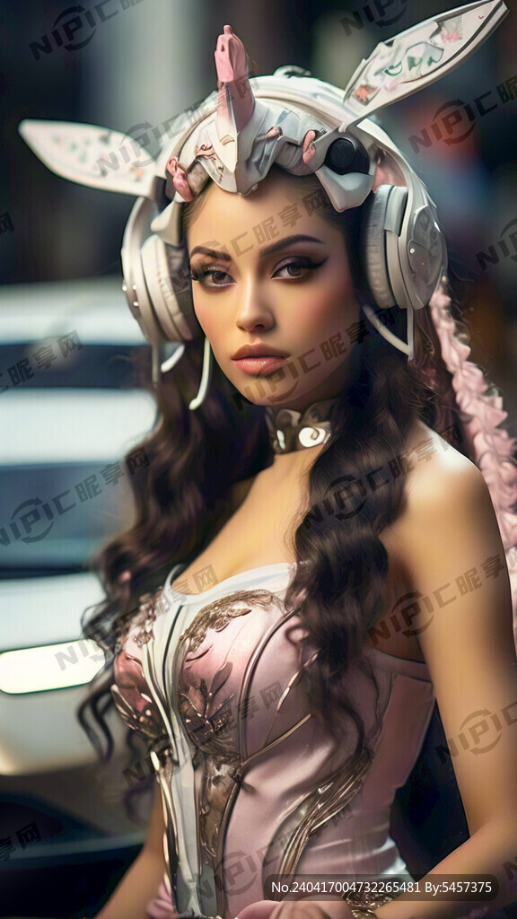 穿着精美华丽的粉白色古装 迷人