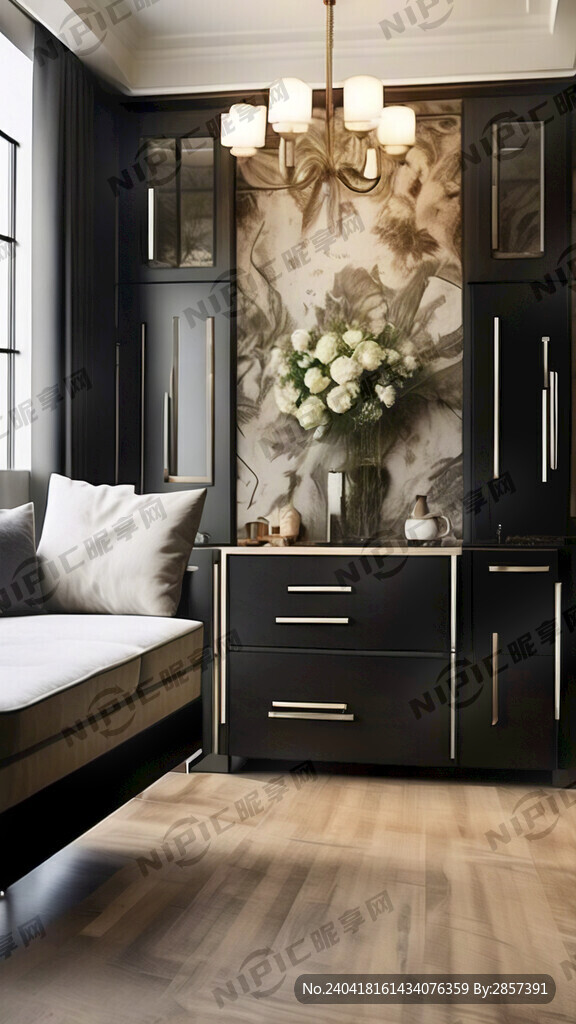 背景免拉手橱柜高档大气客厅