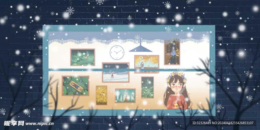 森系插画海报背景