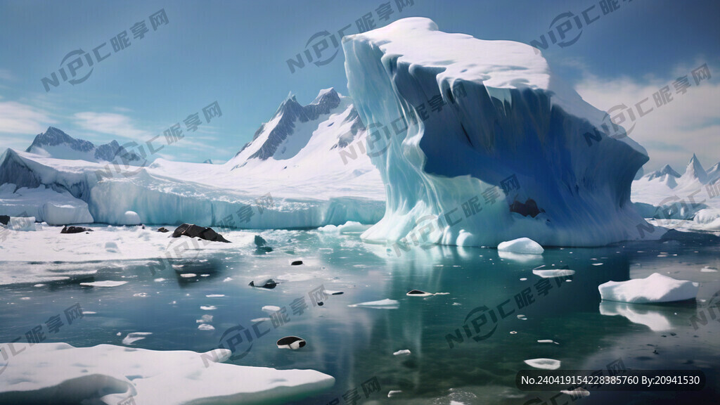 蓝色 海底 冰山 南极 唯美