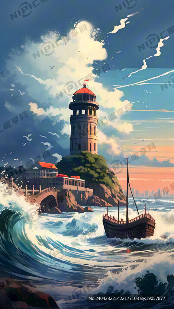 青岛栈桥 结合海浪 线条索描