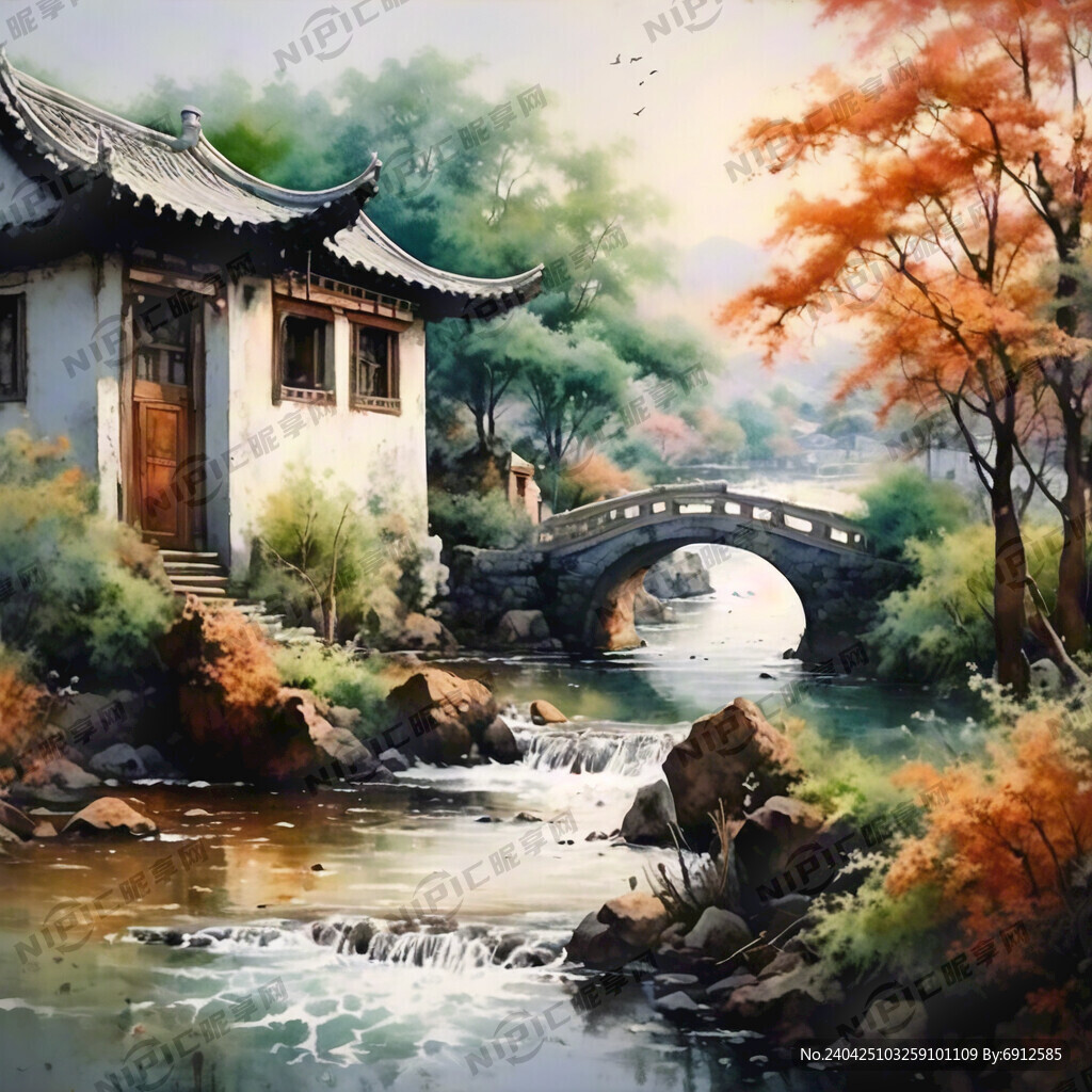 中国风 田园乡村 小桥流水