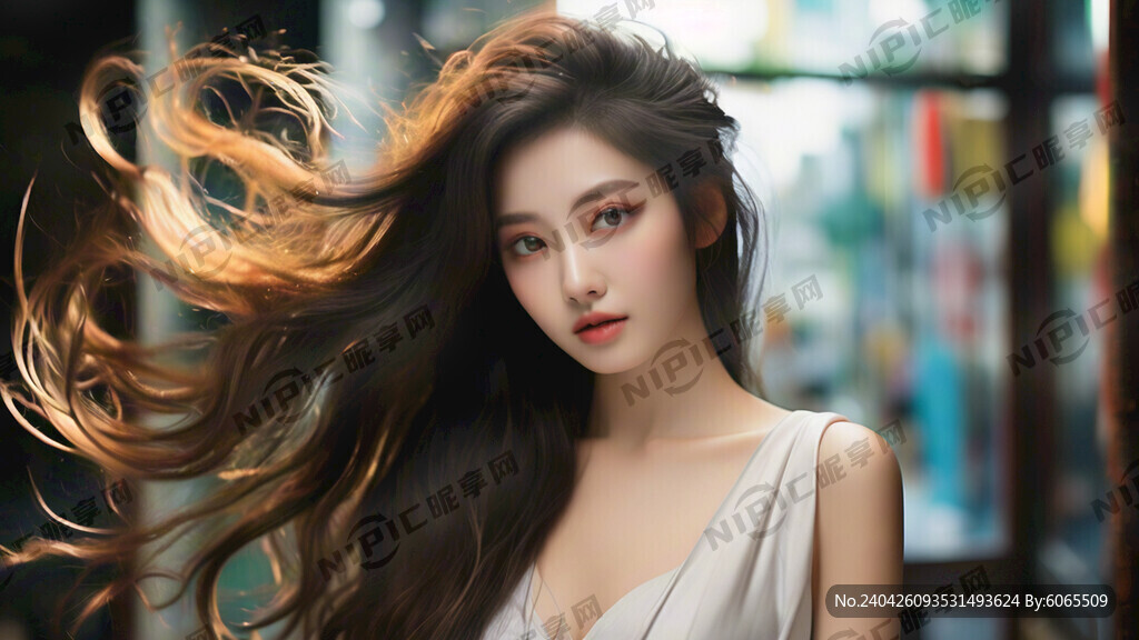 美女 长发飘飘 清秀 淡妆