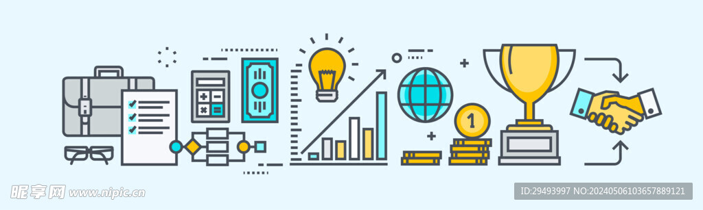 现代扁平线性金融电子移动商务图