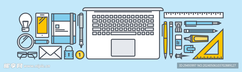 现代扁平线性金融电子移动商务图