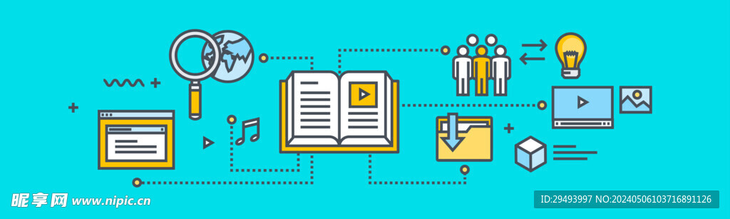 现代扁平线性金融电子移动商务图