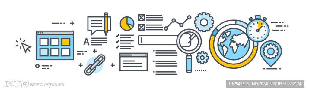 现代扁平线性金融电子移动商务图