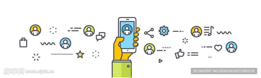 现代扁平线性金融电子移动商务图