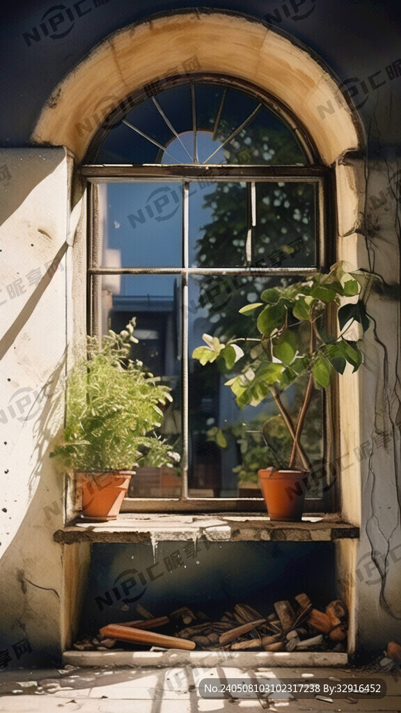 一面墙 有一个窗 窗户没有打开