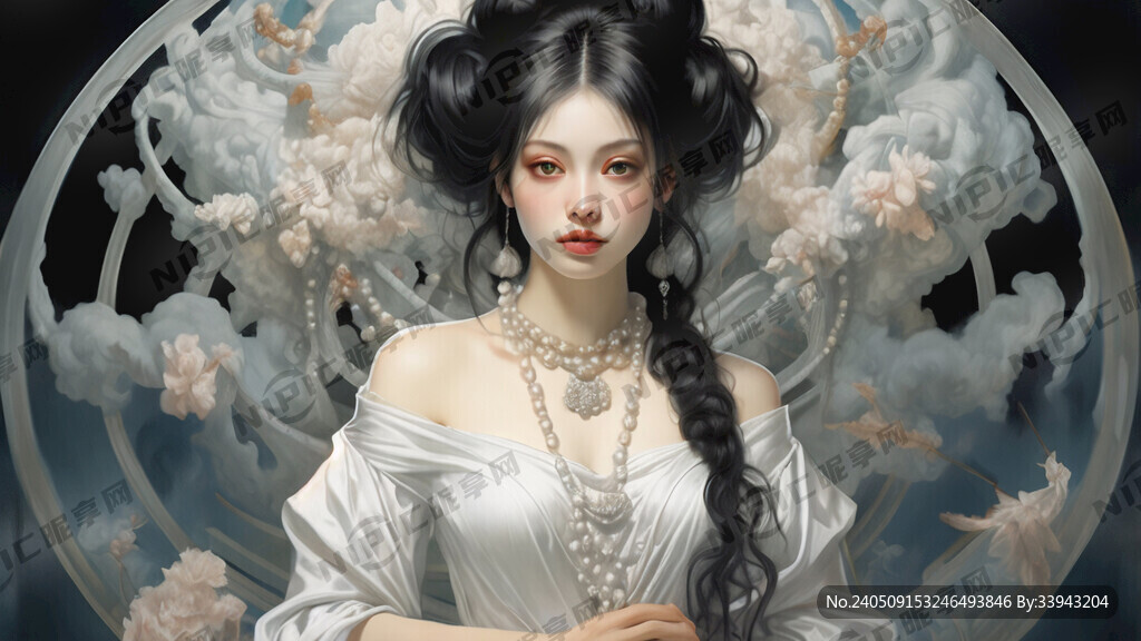 身穿是淡白色宫装