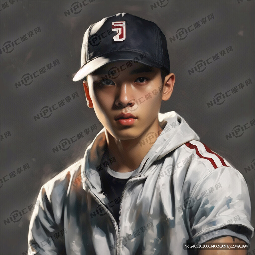 戴帽子男孩 运动形象 立体质感