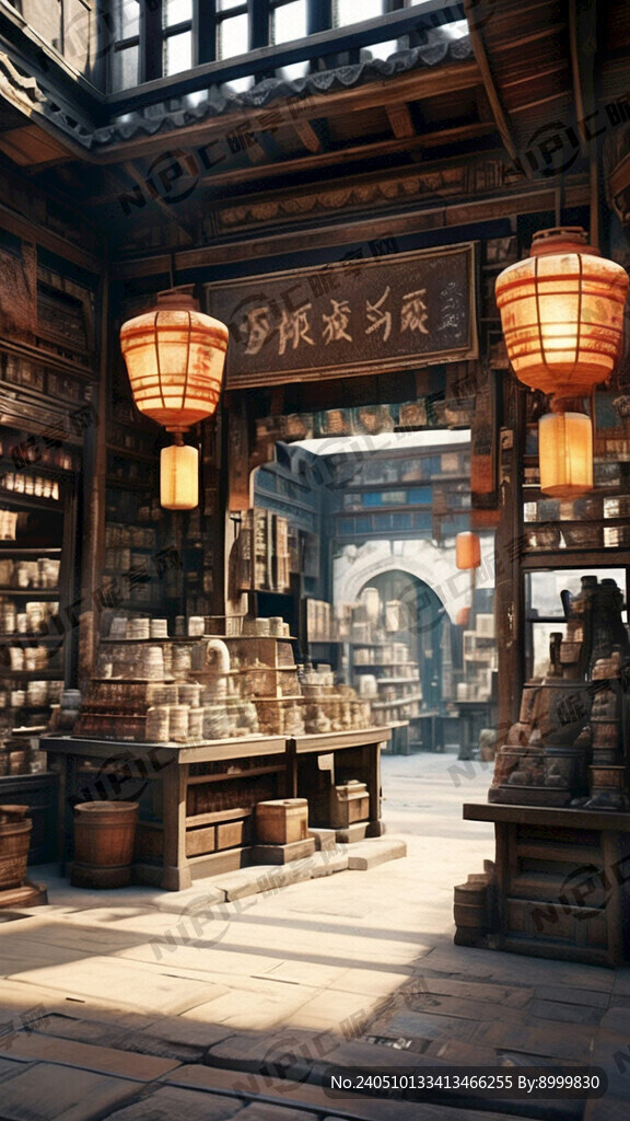 唐朝古代商店 场景开阔