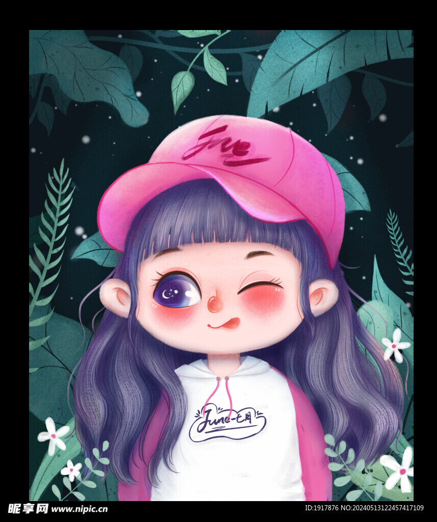 手绘可爱风小女孩插画头像