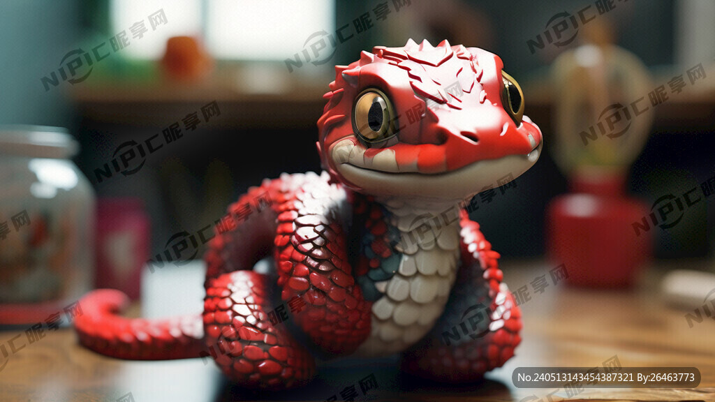 3D蛇宝宝吉祥物 红色毒蛇