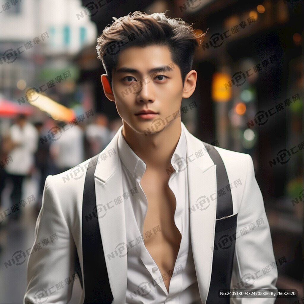 穿白色西服的帅哥
