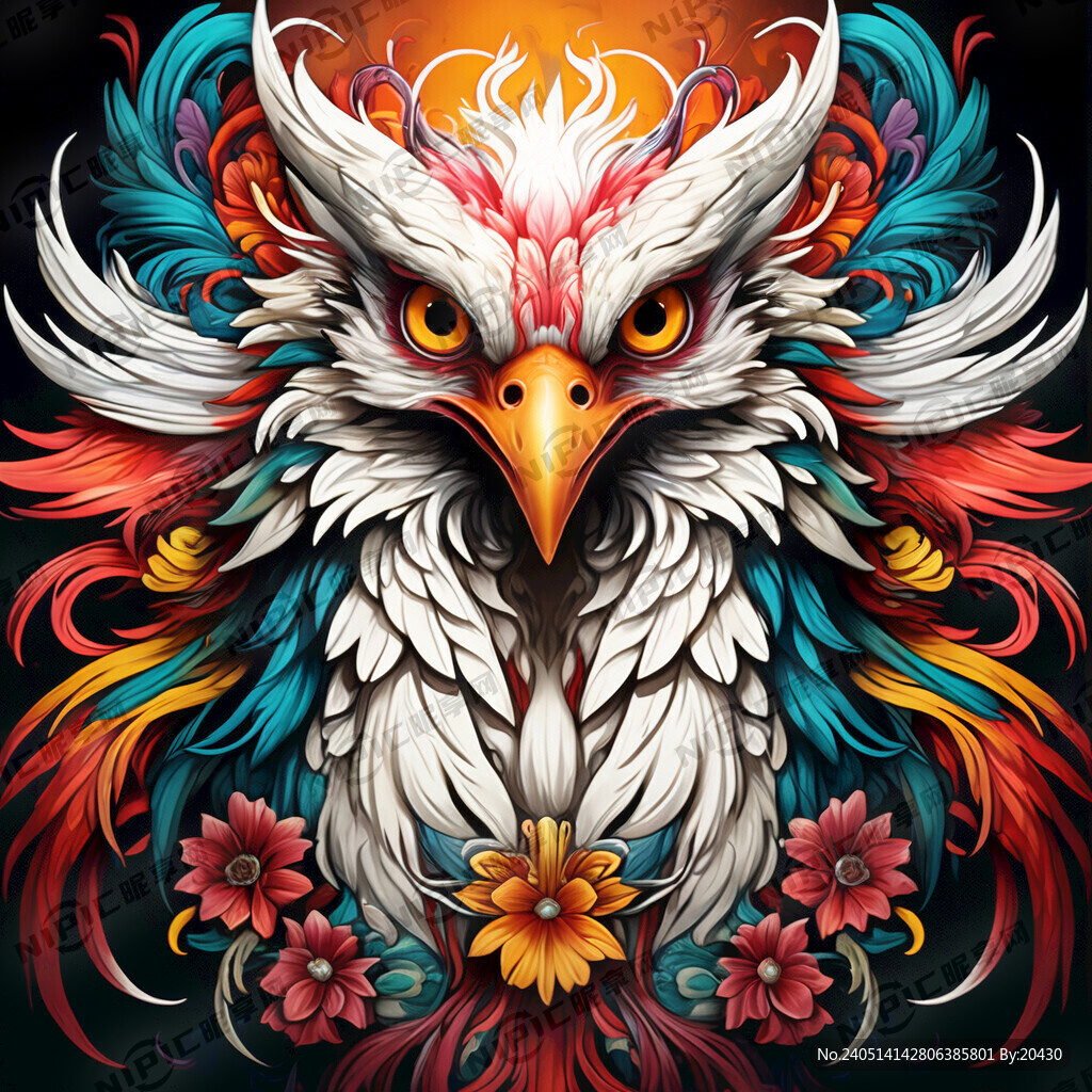 凤凰头部 双眼 正面看人 凤凰