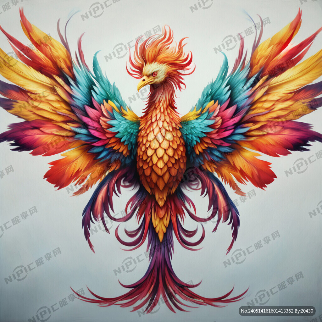 凤凰翅膀 五彩 羽毛分明 右边