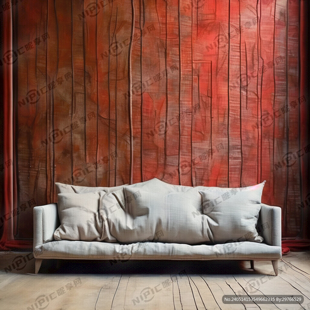 红色棉麻布满铺