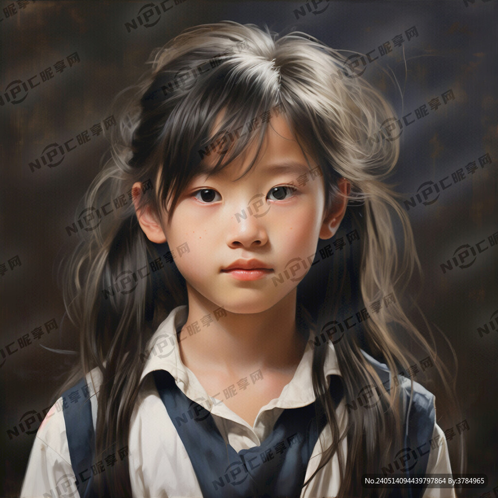 一个小学生 长发