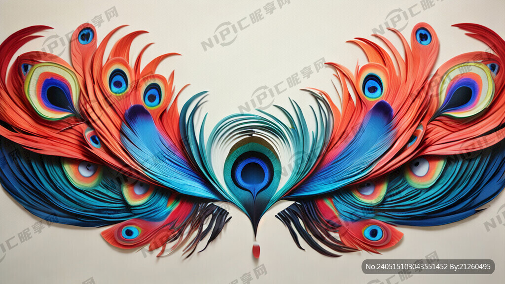 波浪形的孔雀羽毛